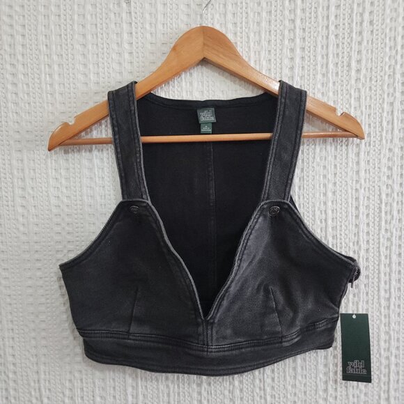 Wild Fable Black Denim Crop Top Vest Women's Size Medium - Picture 8 of 12